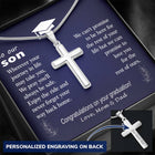 To Son - graduation journey - Custom Card Cross Necklace