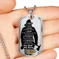 To Fireman Dad - not words but deeds - D Tag Necklace