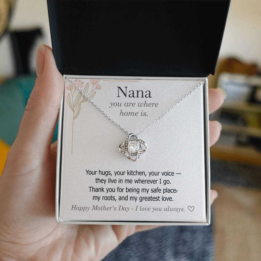 To Grandma — Love Knot Necklace + Heartfelt Message Card | "You Are Where Home Is" Mother's Day Gift | 0428GM