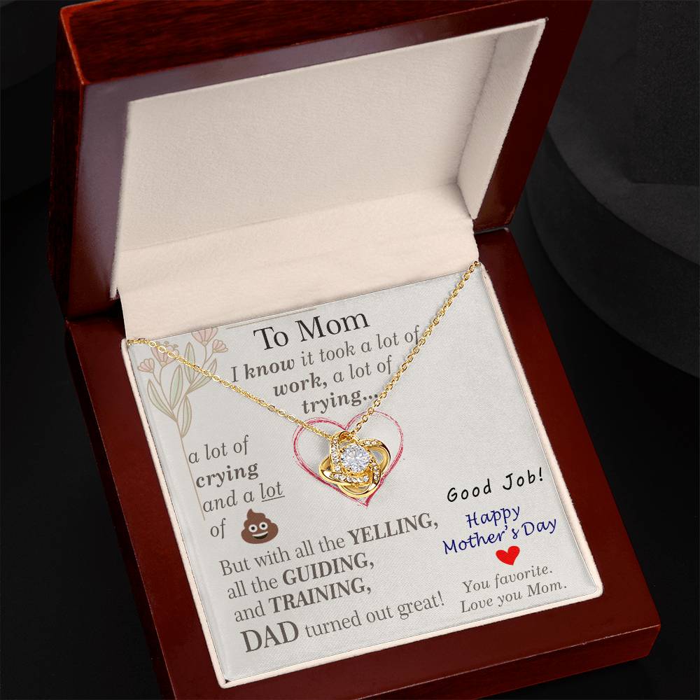 To Mom — Love Knot Necklace | DAD Turned Out Great 😂 Mother's Day Gift | 0430F