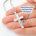 To Son - graduation journey  - Custom Card Cross Necklace