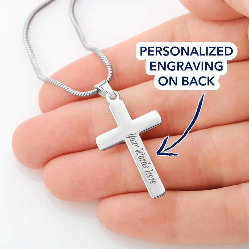 To Son - graduation journey  - Custom Card Cross Necklace