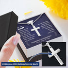 To Son - graduation journey  - Custom Card Cross Necklace