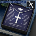 To Son - graduation journey  - Custom Card Cross Necklace