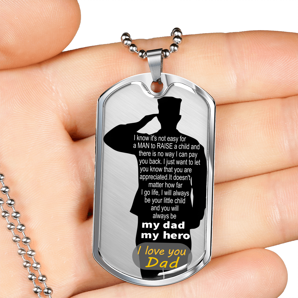 To Arm Dad - my hero - D Tag Necklace