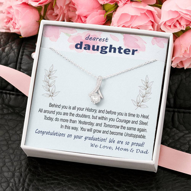 To Daughter - Graduation Wisdom proud parents  - Custom Card Alluring Necklace