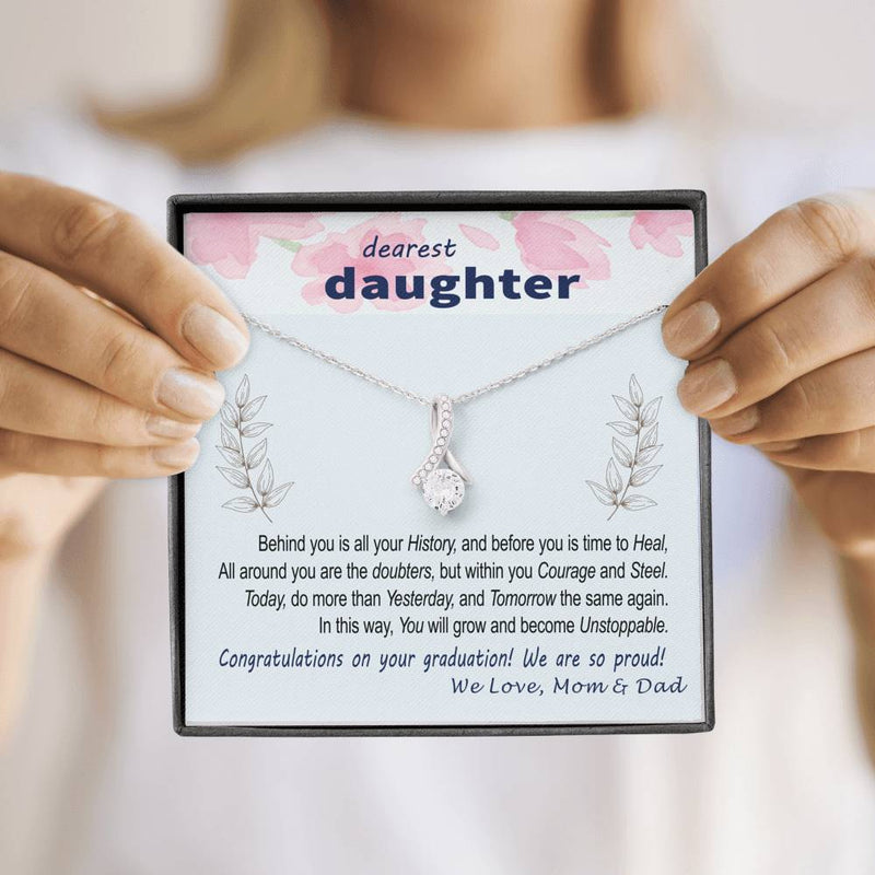 To Daughter - Graduation Wisdom proud parents  - Custom Card Alluring Necklace
