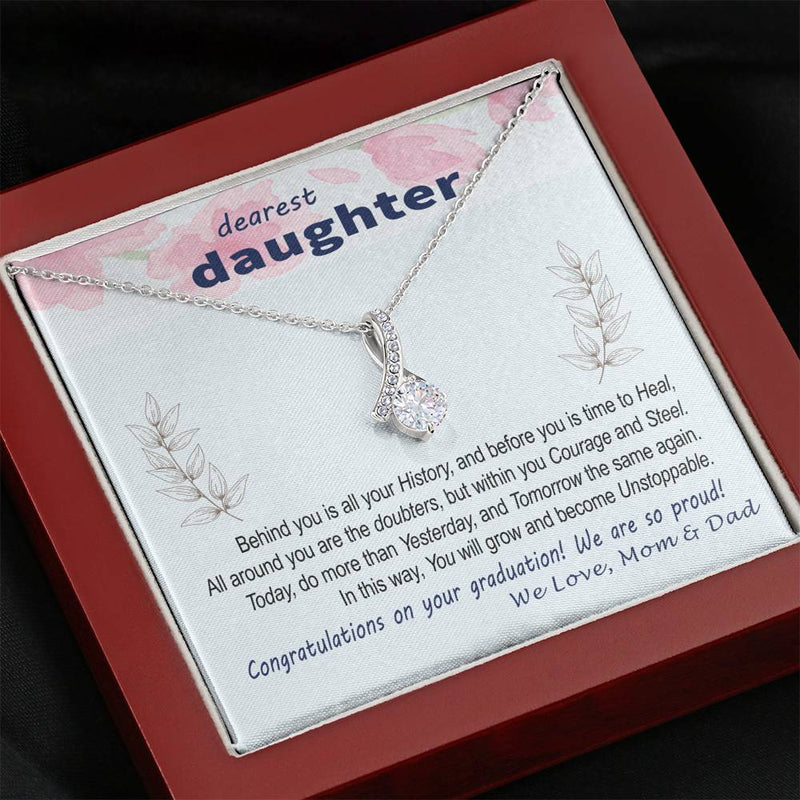 To Daughter - Graduation Wisdom proud parents  - Custom Card Alluring Necklace